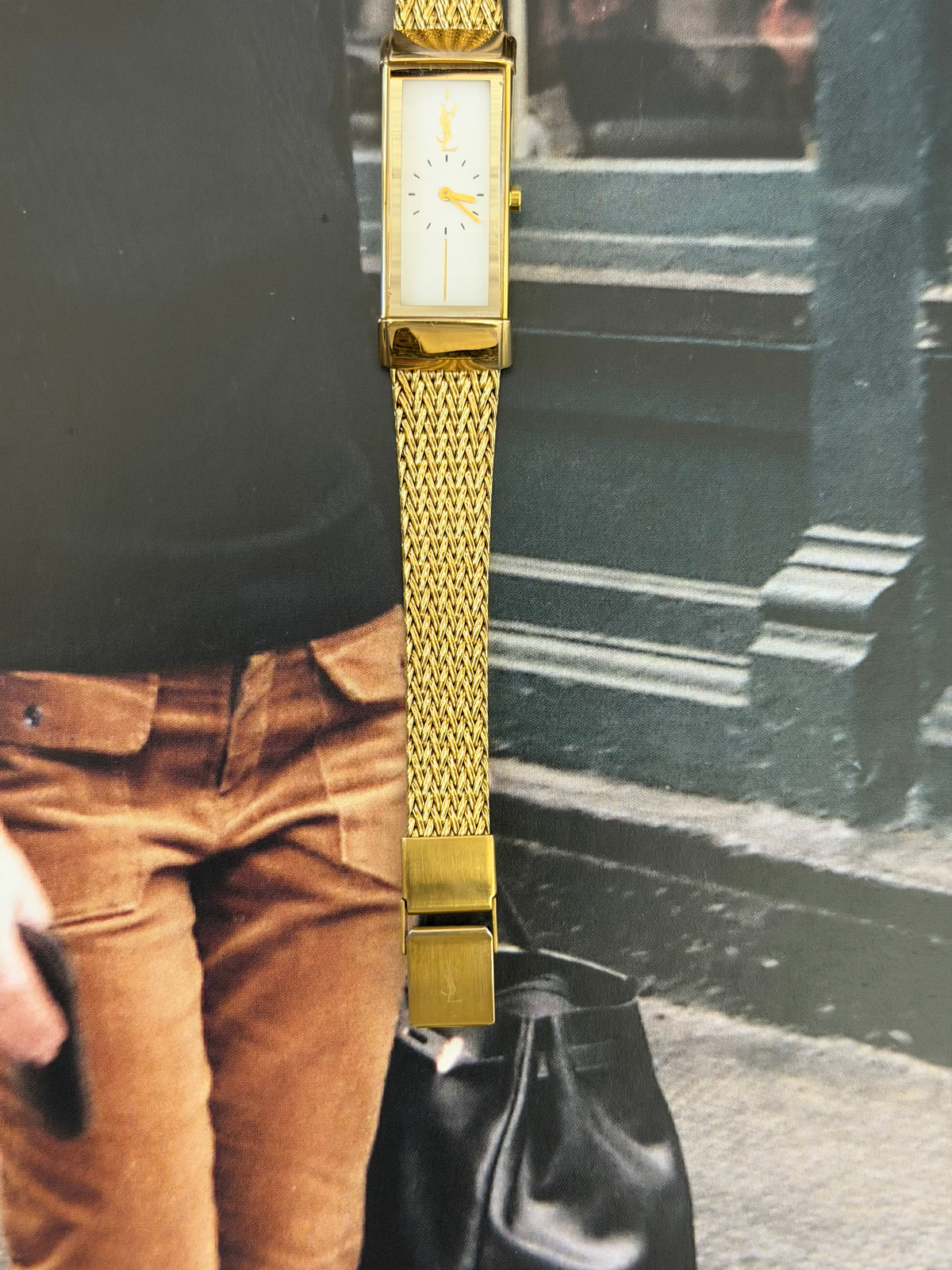 Vintage Yves Saint Laurent Rectangular Woven Mesh Ladies Quartz Watch
