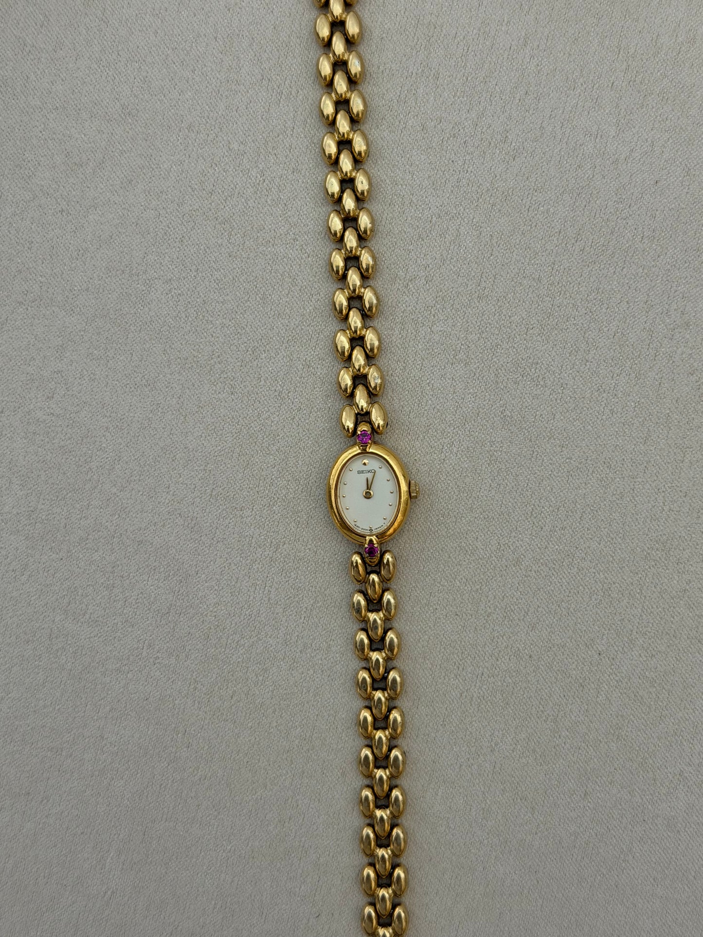 Vintage Seiko Two Ruby Accented Quartz Watch