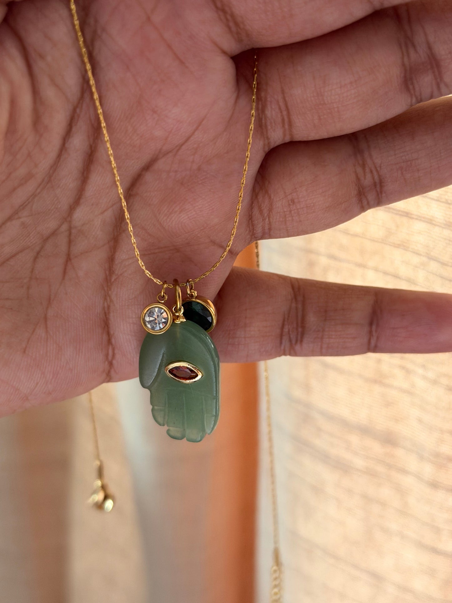 Hamsa Green Aventurine Necklace