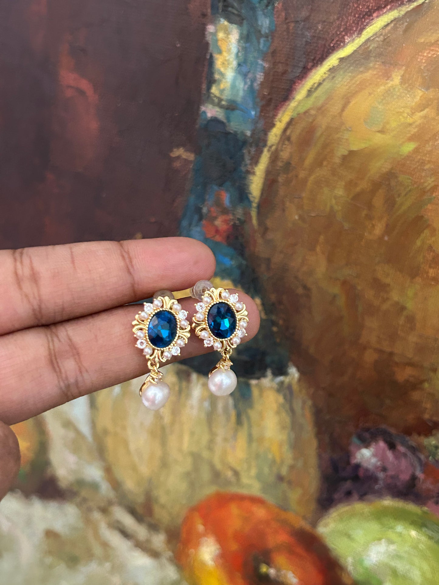 Duchess Blue Pearl Earrings