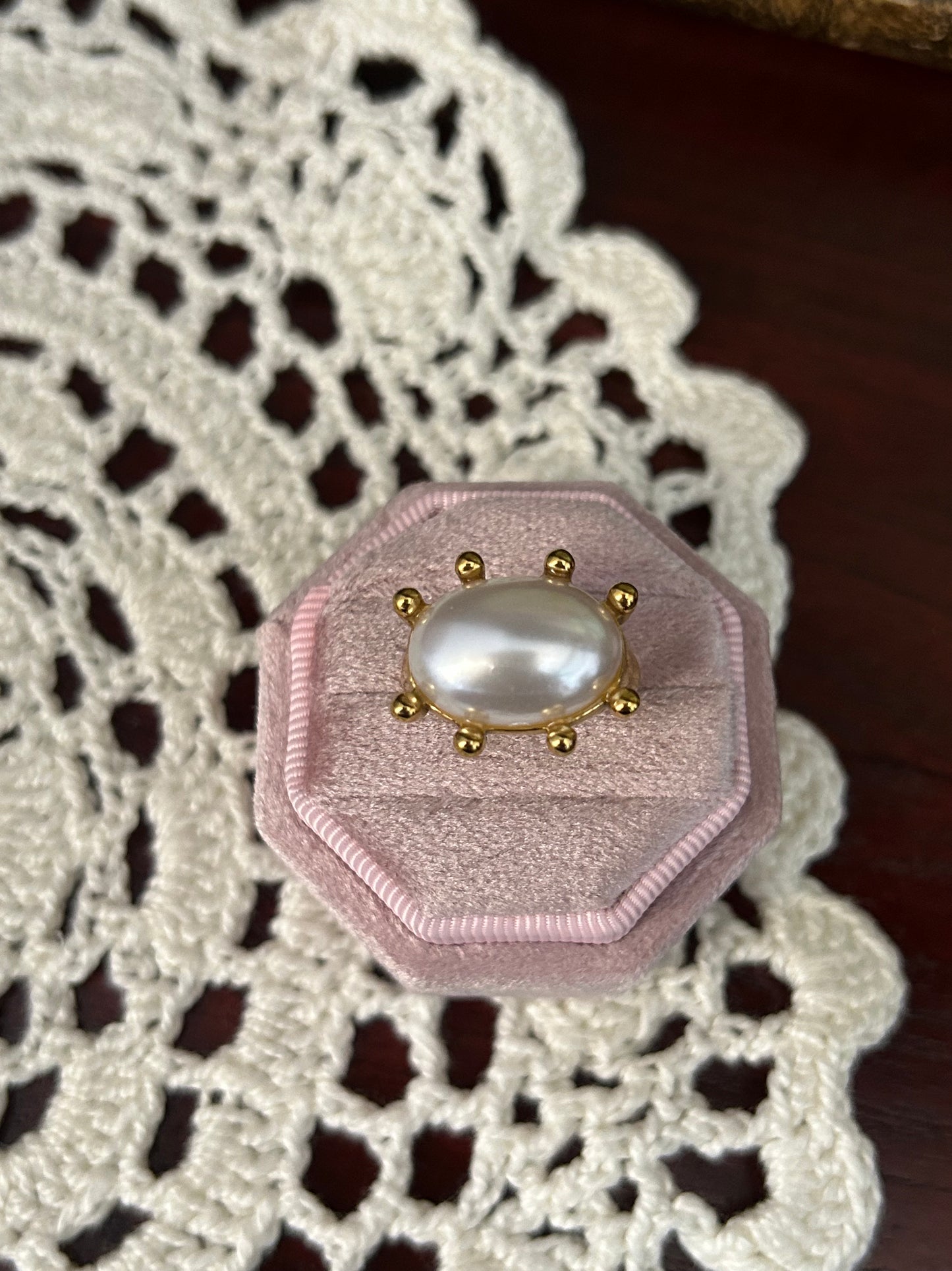 Opaline Crown Pearl Ring