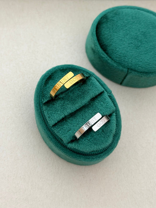 Trust God 304 Stainless Steel Open Cuff Ring