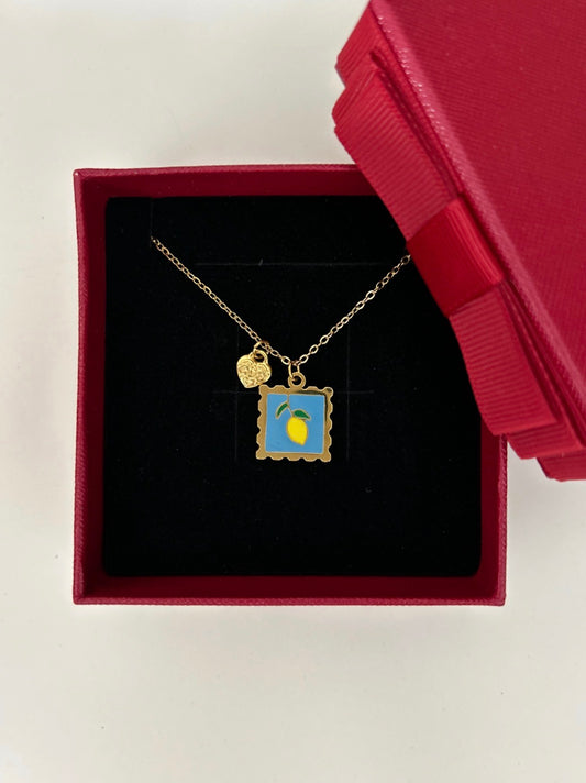 Lemon Postcard Necklace