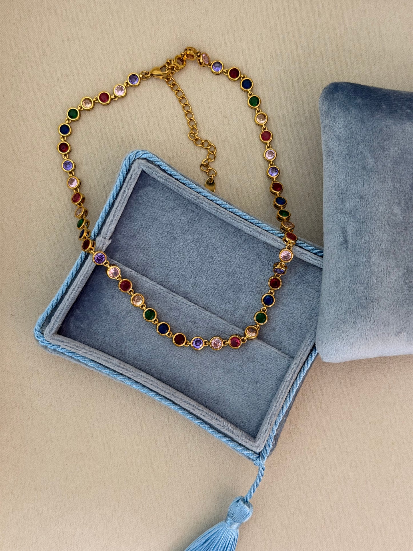 Rainbow CZ Tennis Necklace