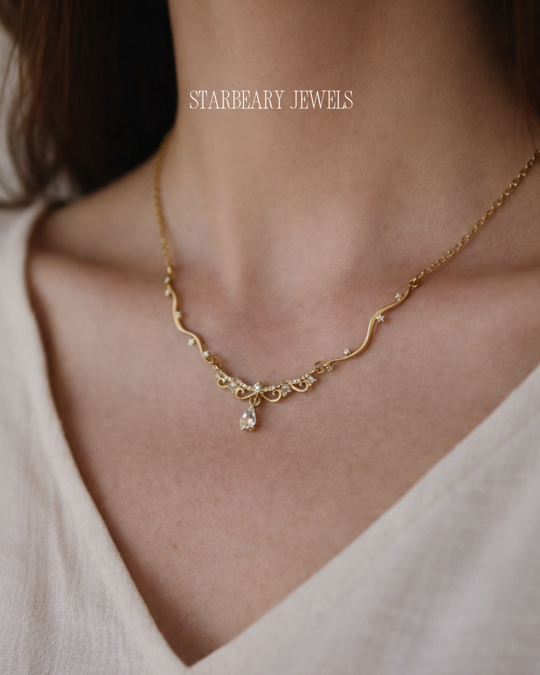 Filigree Wave Drop Necklace