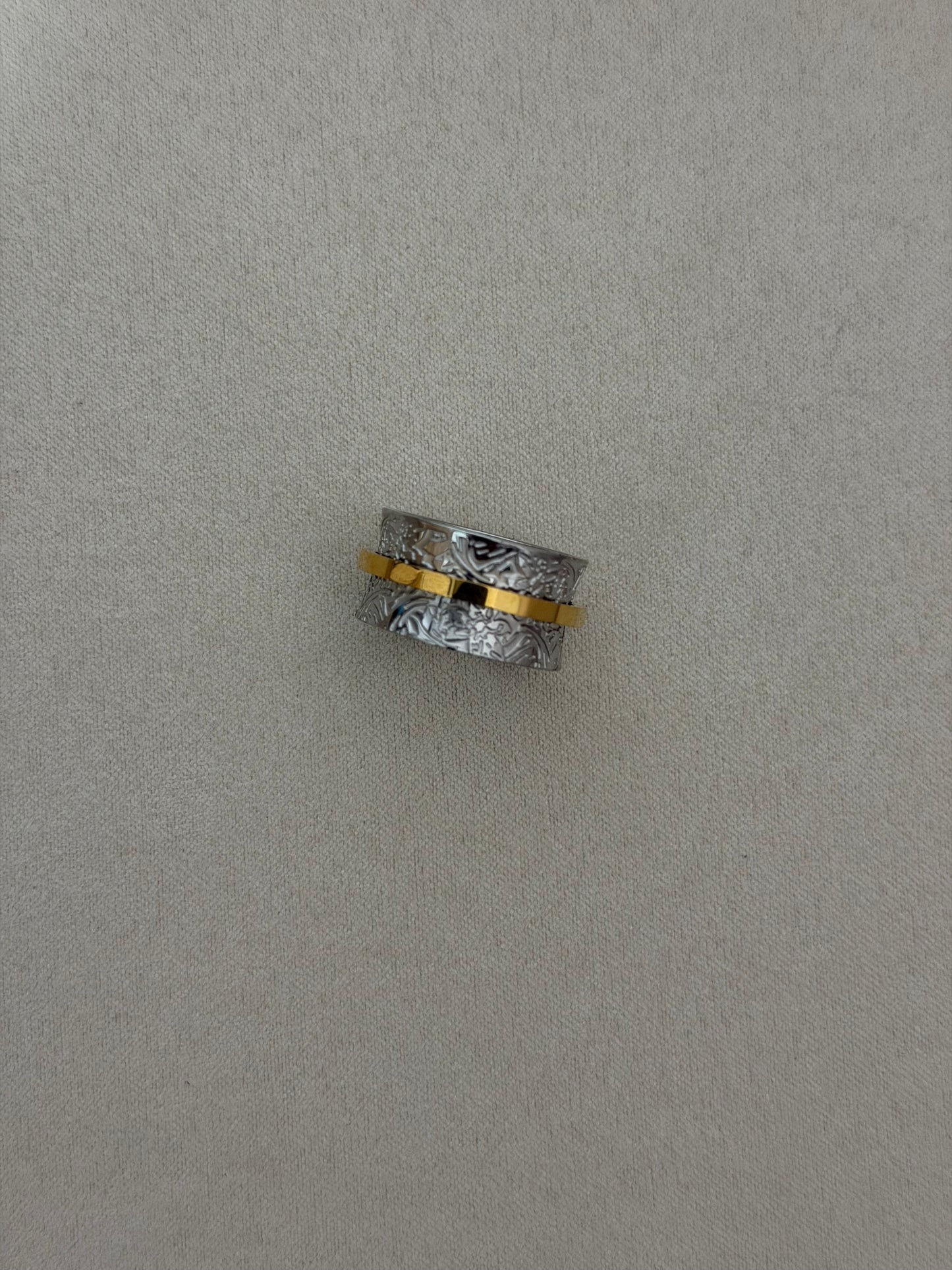 Retro Rotatable Stainless Steel Flower Ring