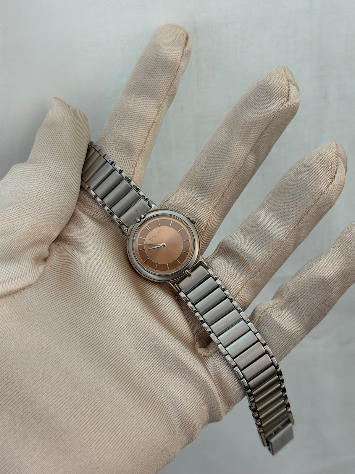 Vintage Yves Saint Laurent Rose Gold Dial Quartz Watch
