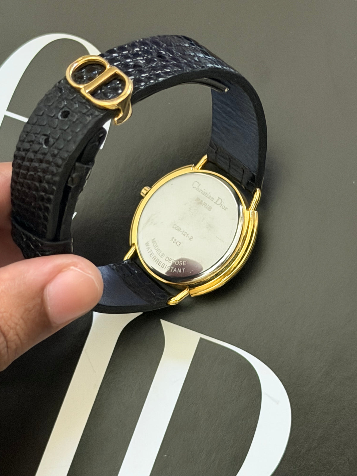 Vintage Christian Dior Mother of Pearl Diamond Dial Quartz Watch