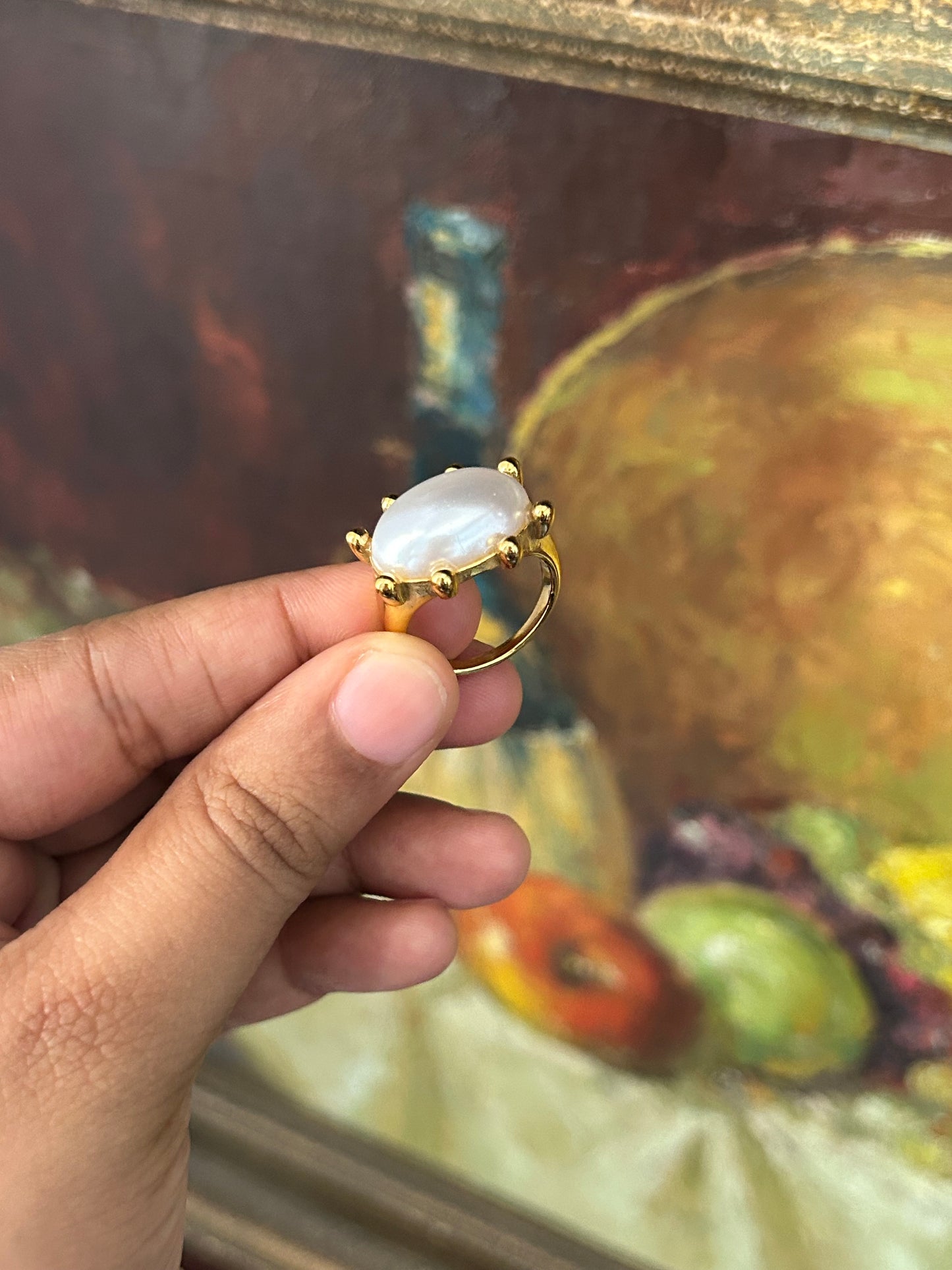 Opaline Crown Pearl Ring