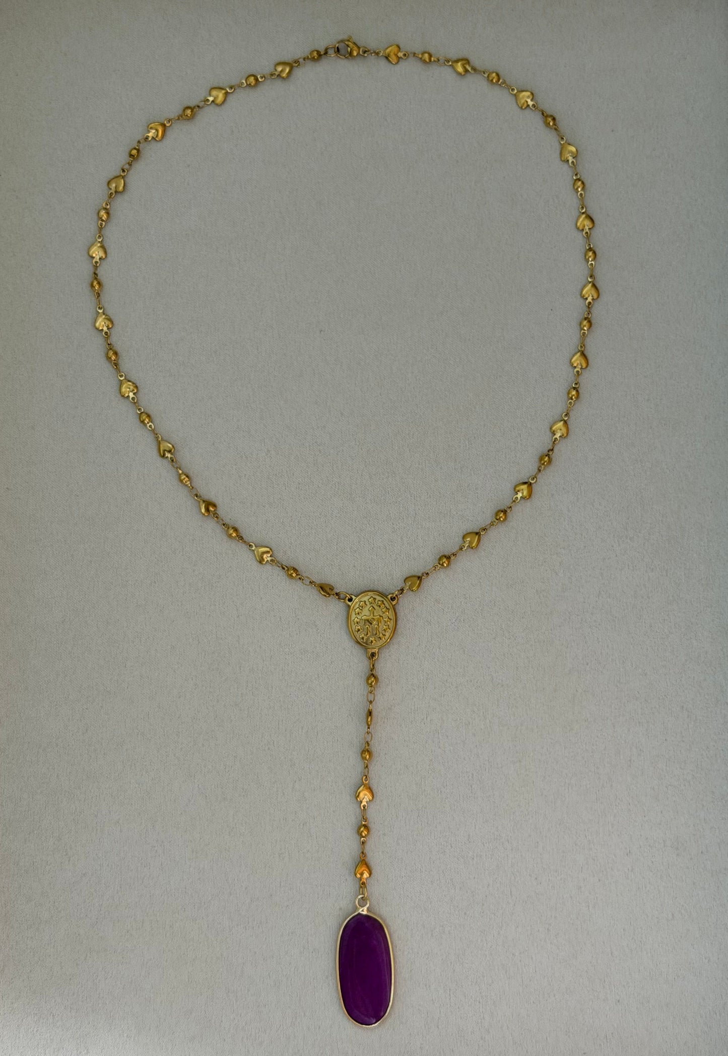 Magenta Natural Jade Y-Necklace