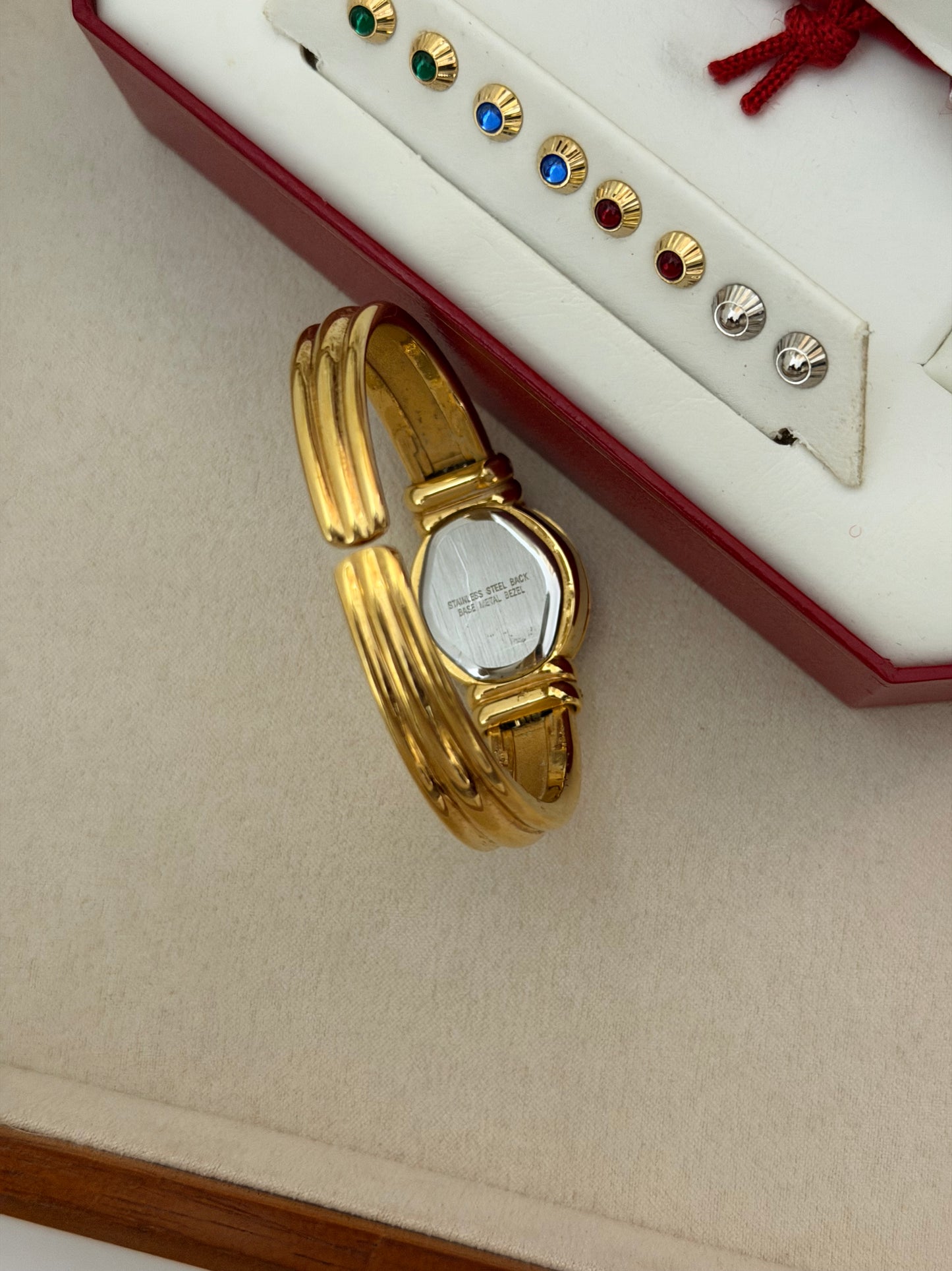 Rare Vintage Peugeot Interchangeable Bezels & Crystal Accents Watch With Box