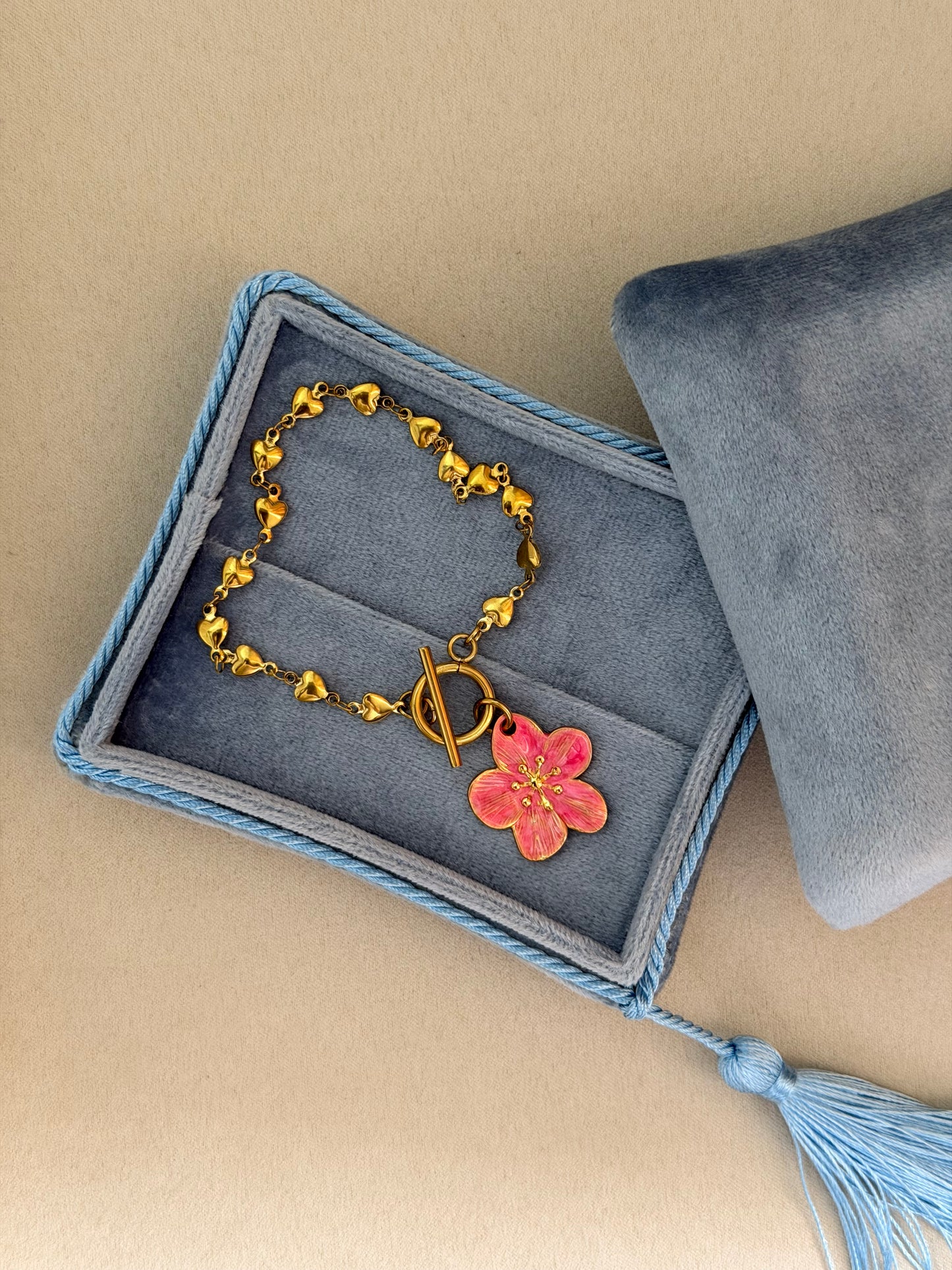 Hibiscus Charm Bracelet With Toggle Clasp