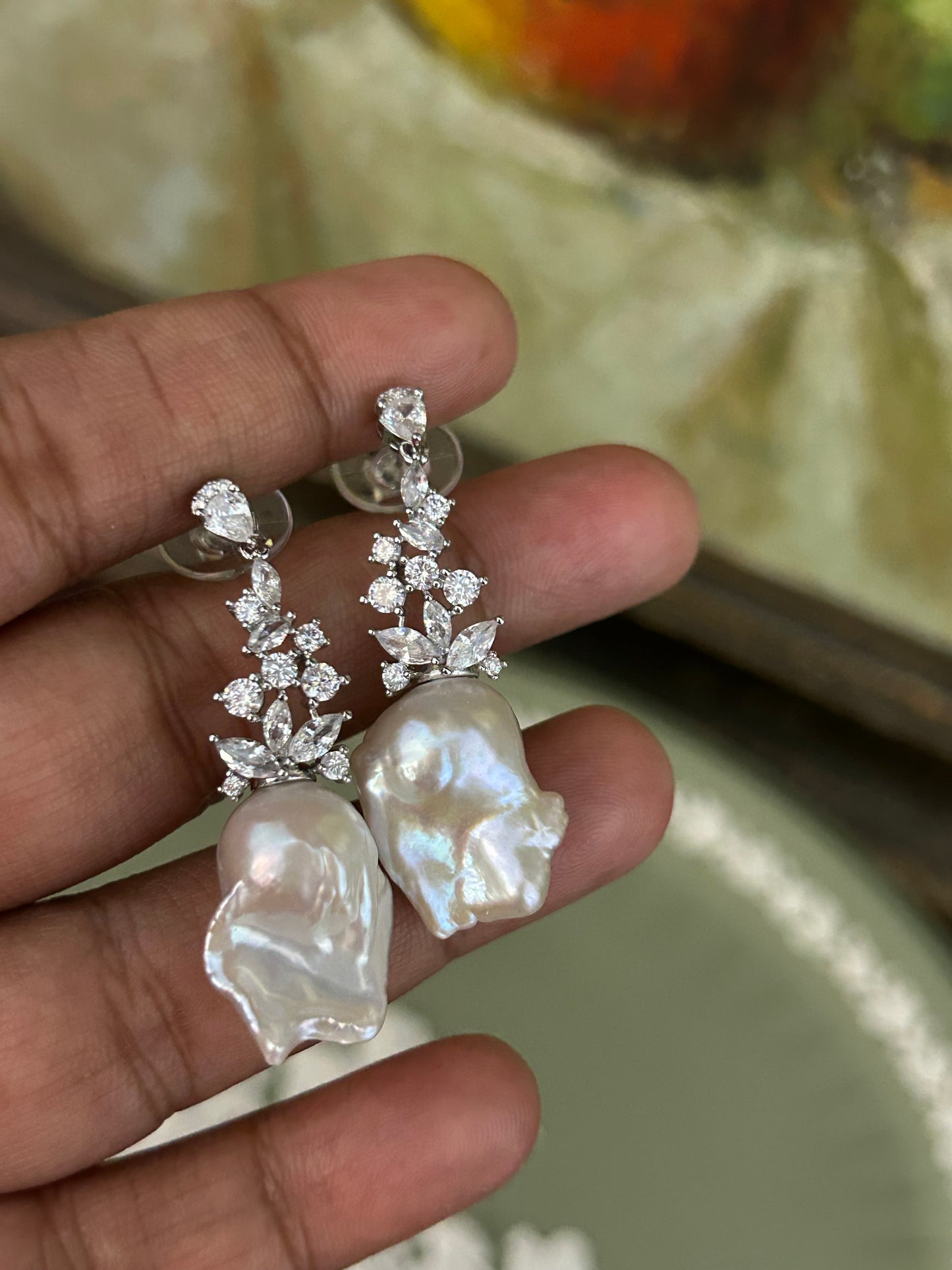 Pearl Frost Chandelier Earrings