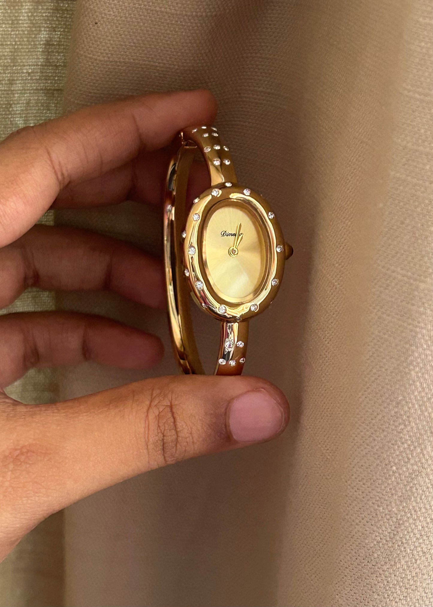 Diamond Polka Dot Gold Plated Bangle Watch