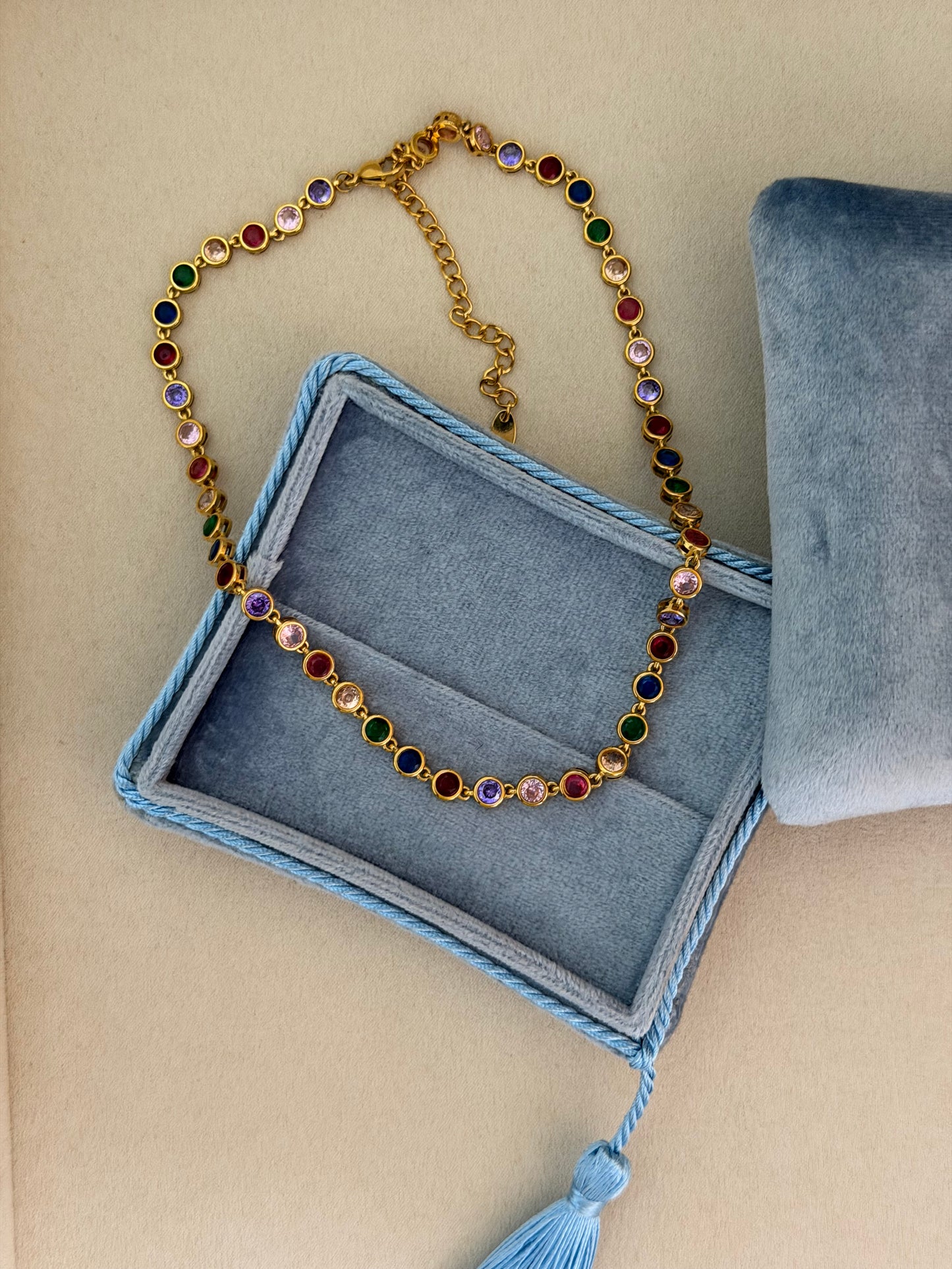 Rainbow CZ Tennis Necklace