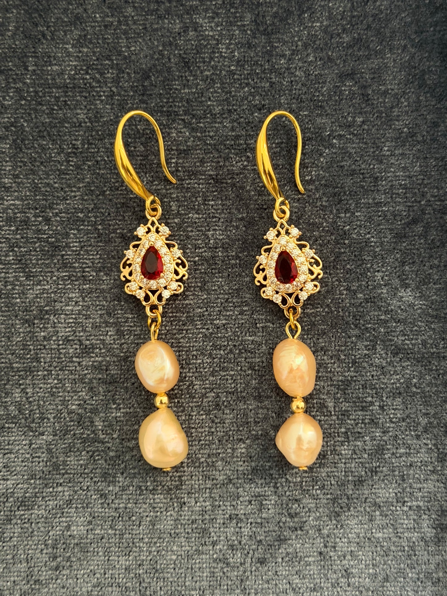 Ruby Rosette Drop Earrings