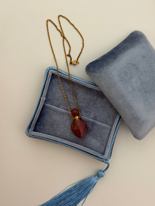 Surabhi Strawberry Quartz Perfume Bottle Necklace