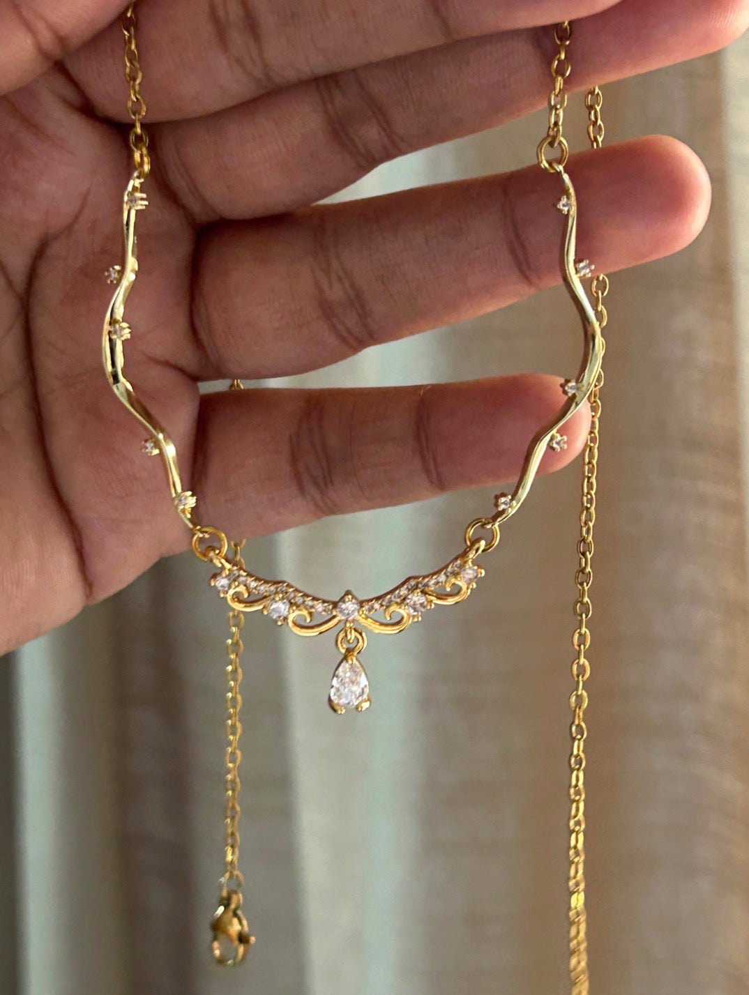 Filigree Wave Drop Necklace