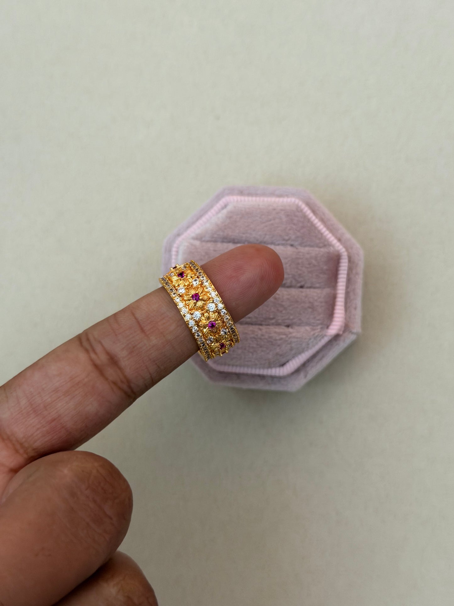 Flora Cluster Zirconia Cuff Ring