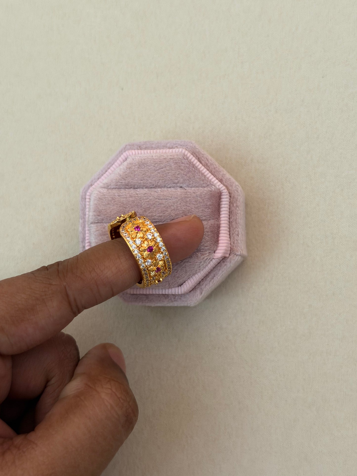 Flora Cluster Zirconia Cuff Ring