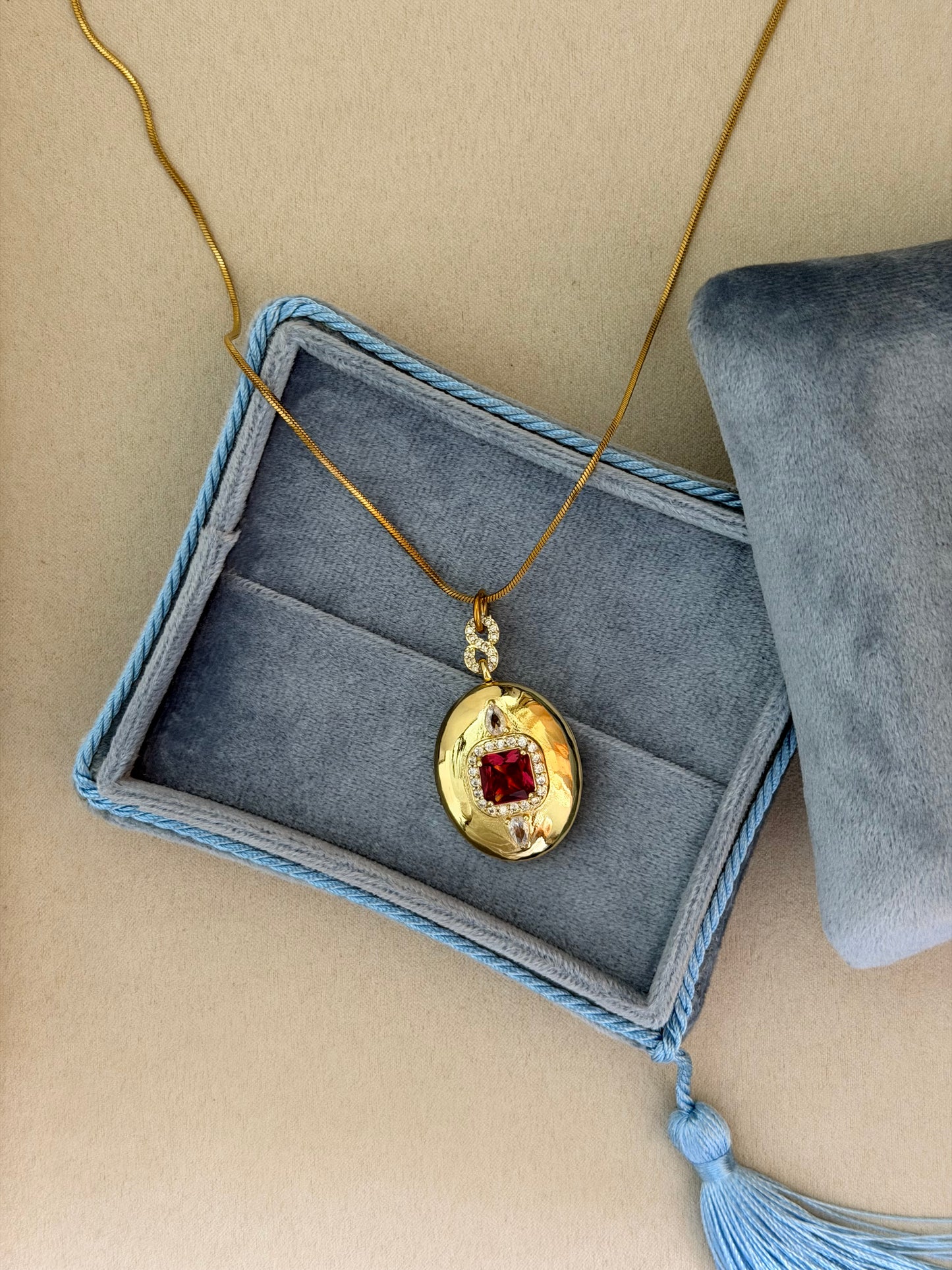 Ruby Locket Necklace