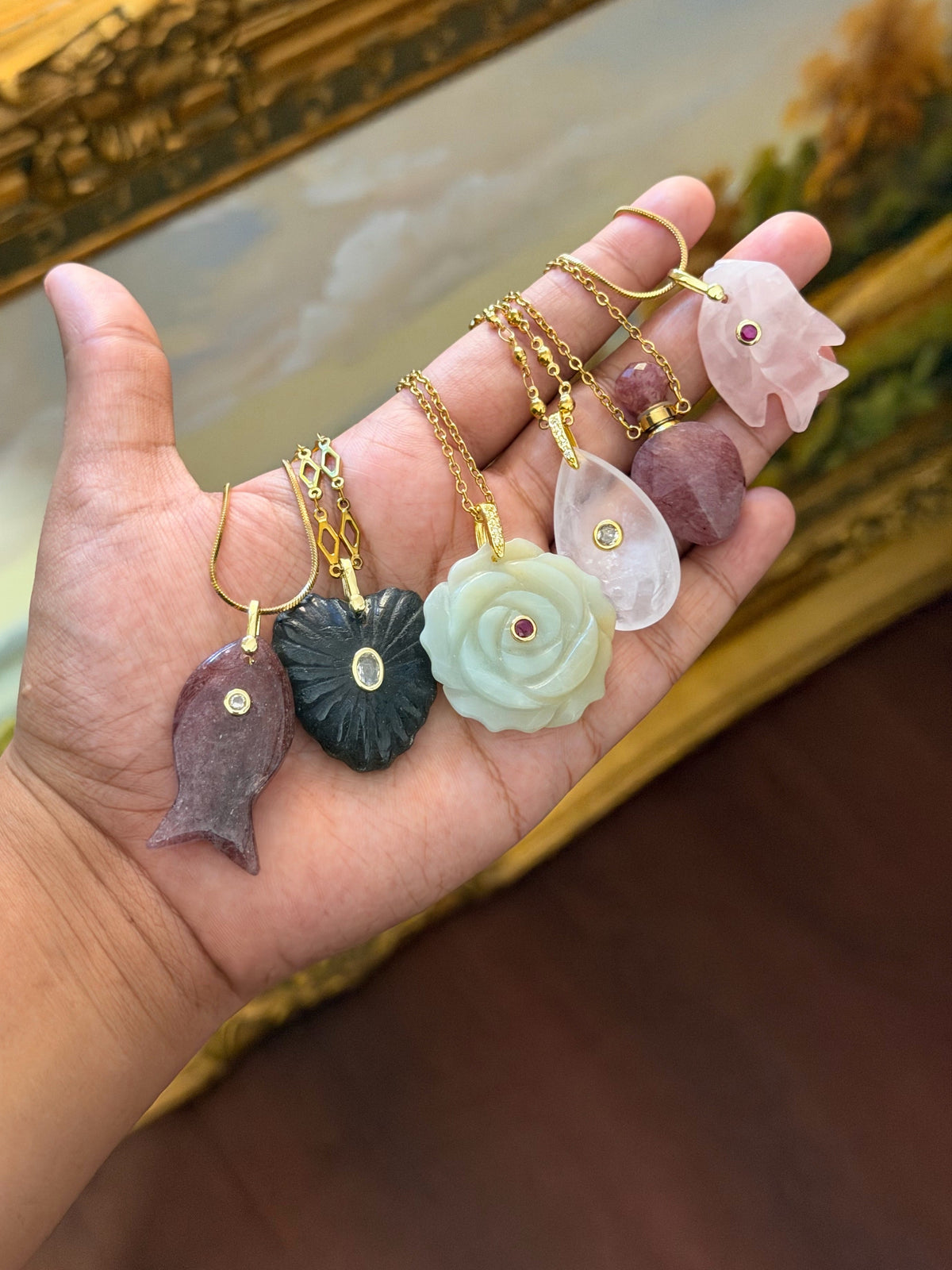 Strawberry Quartz Fish Necklace