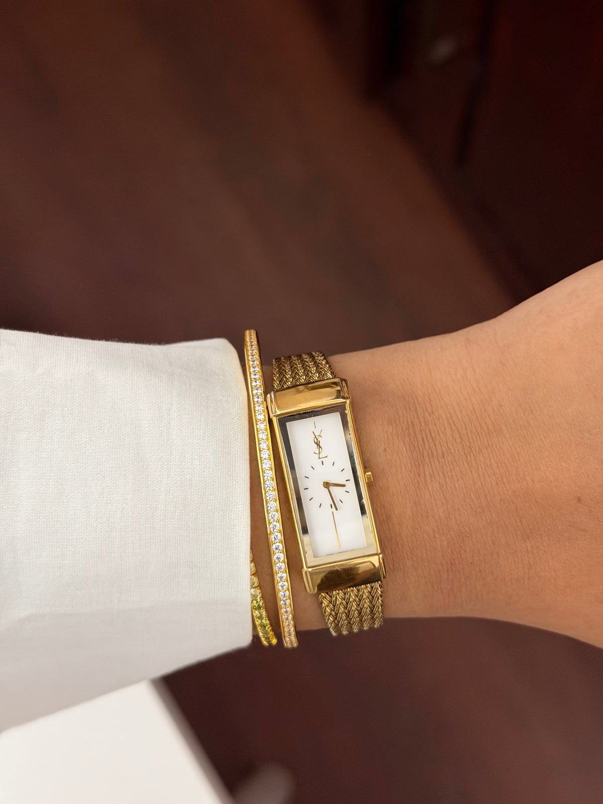 Vintage Yves Saint Laurent Rectangular Woven Mesh Ladies Quartz Watch