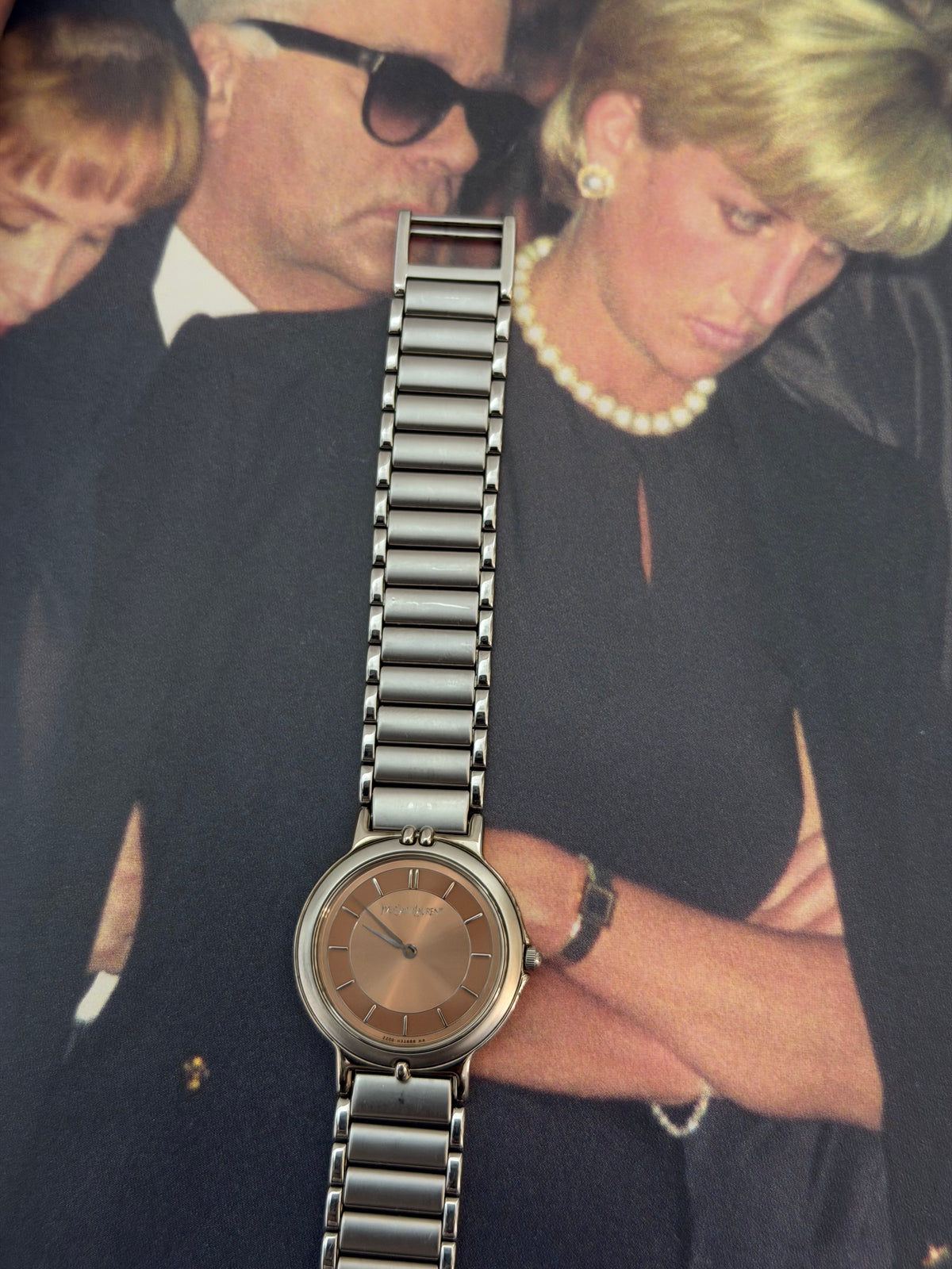 Vintage Yves Saint Laurent Rose Gold Dial Quartz Watch