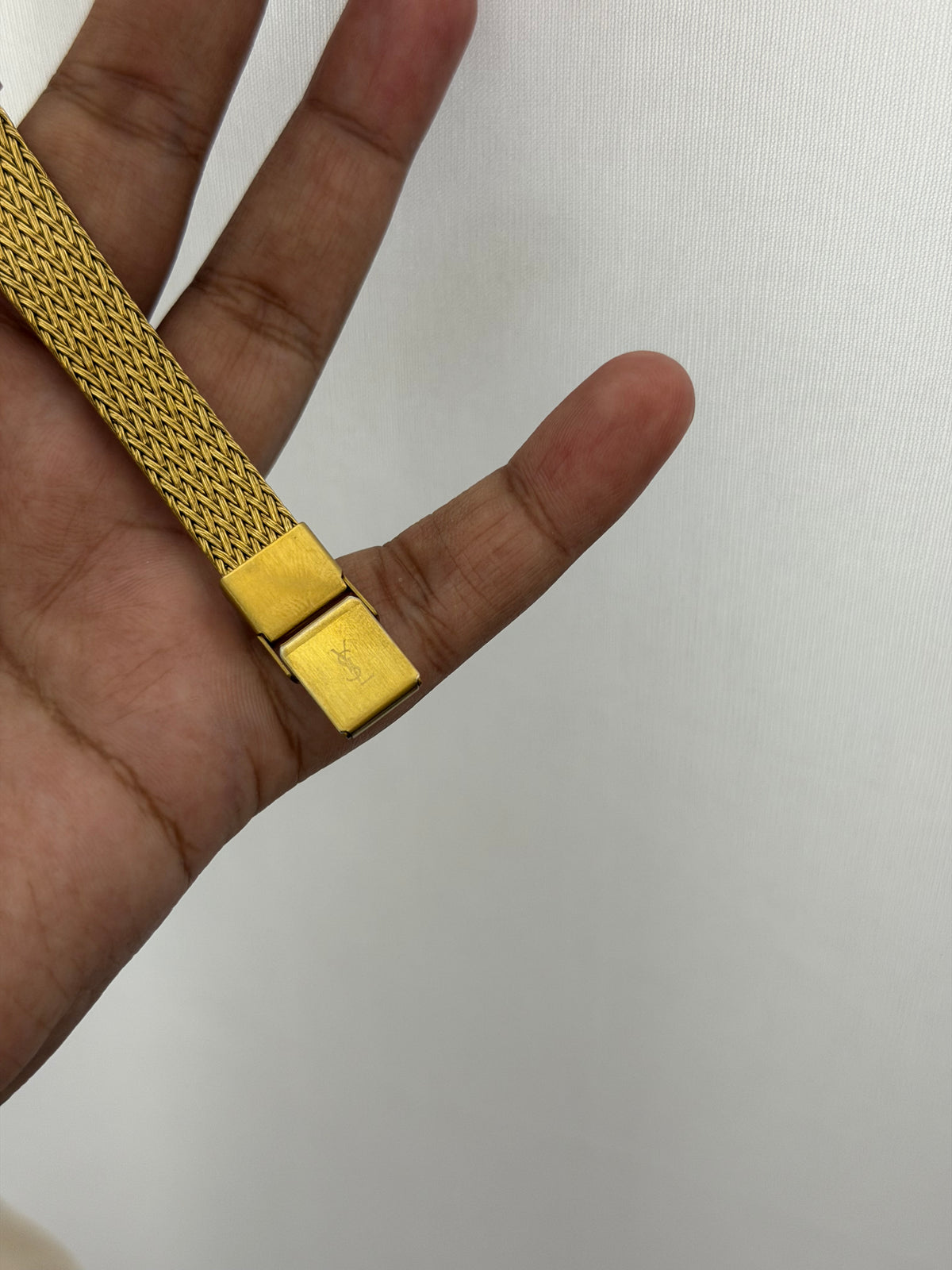 Vintage Yves Saint Laurent Rectangular Woven Mesh Ladies Quartz Watch