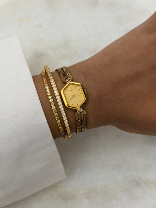Rare Seiko Diamond Jewellery Quartz Watch with Hexagon Dial