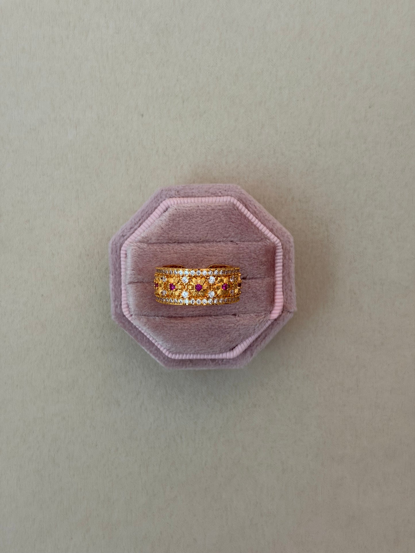 Flora Cluster Zirconia Cuff Ring