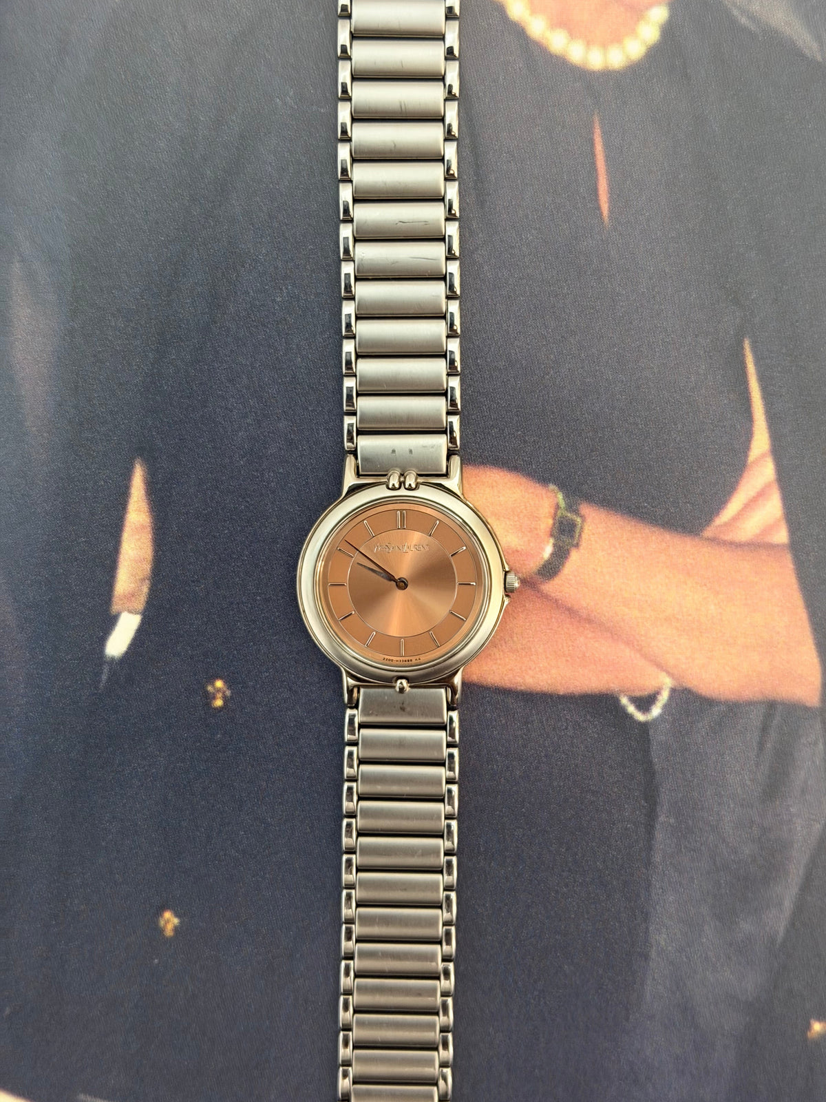 Vintage Yves Saint Laurent Rose Gold Dial Quartz Watch