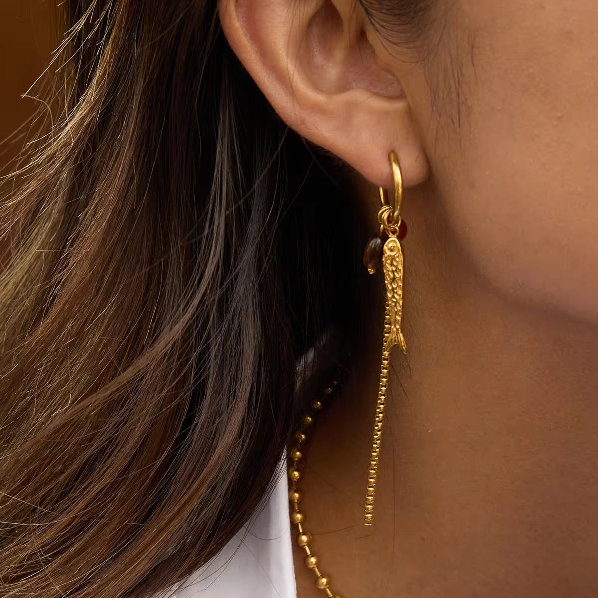 Golden Fish Tail Earrings