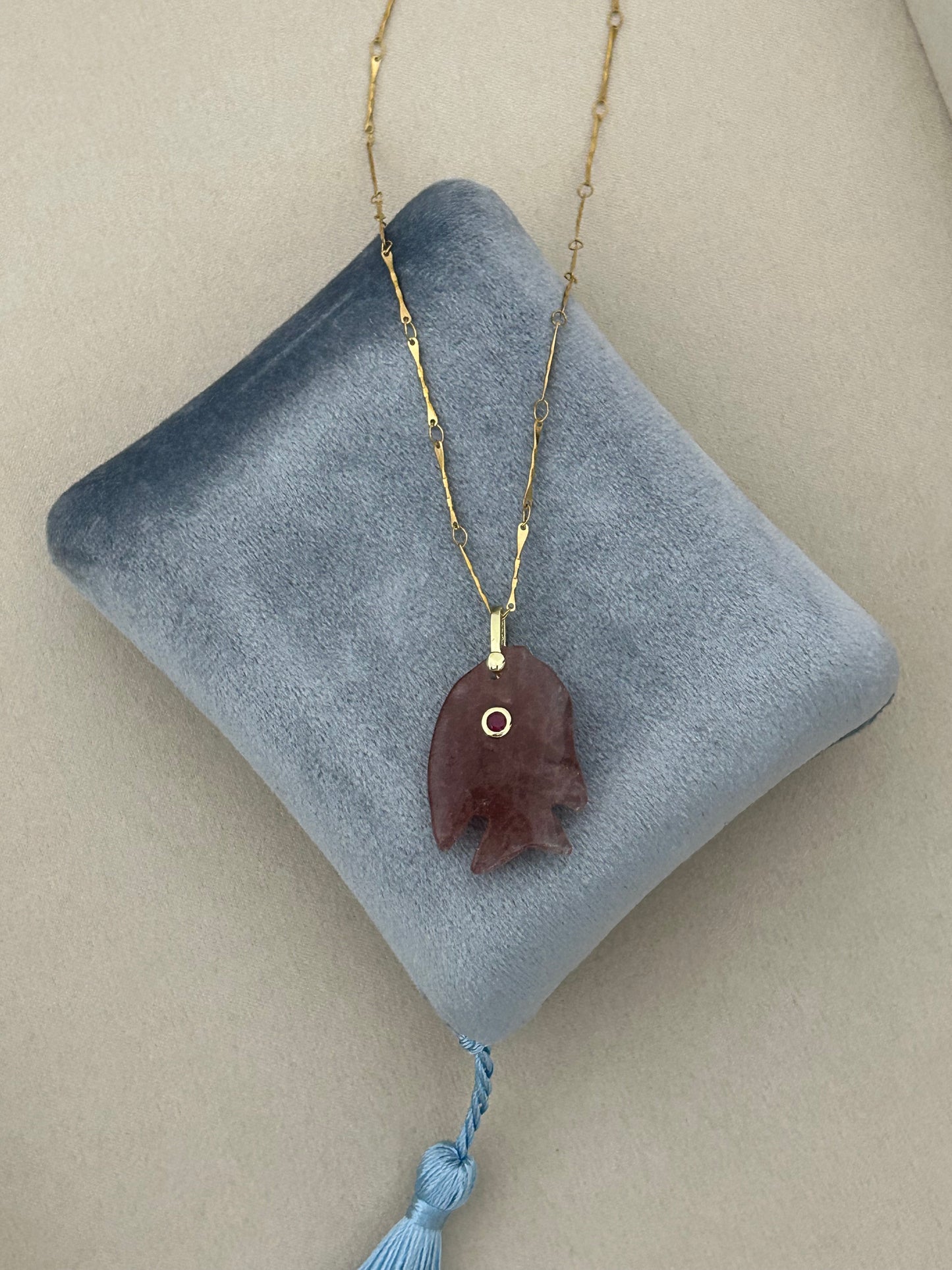 Strawberry Quartz Fish Necklace