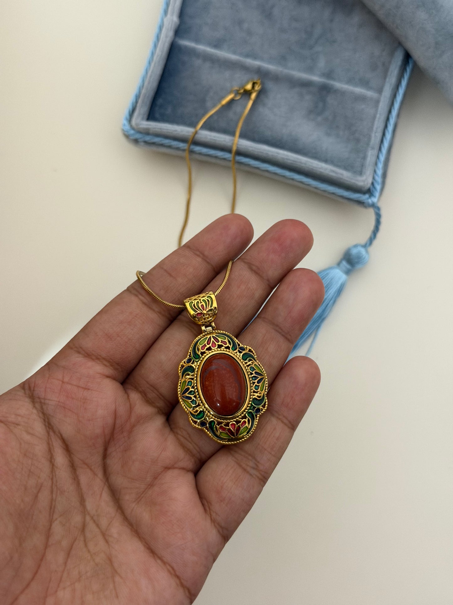 Sienna Red Jasper Pendant Necklace