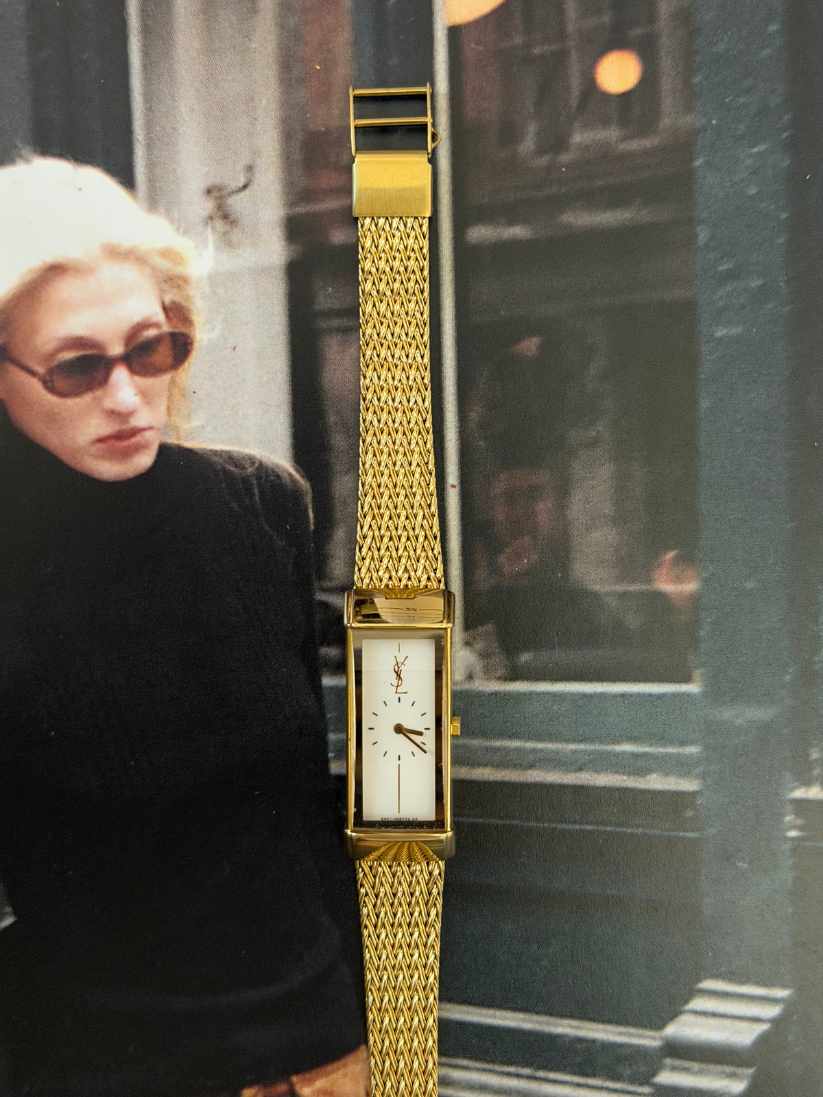 Vintage Yves Saint Laurent Rectangular Woven Mesh Ladies Quartz Watch