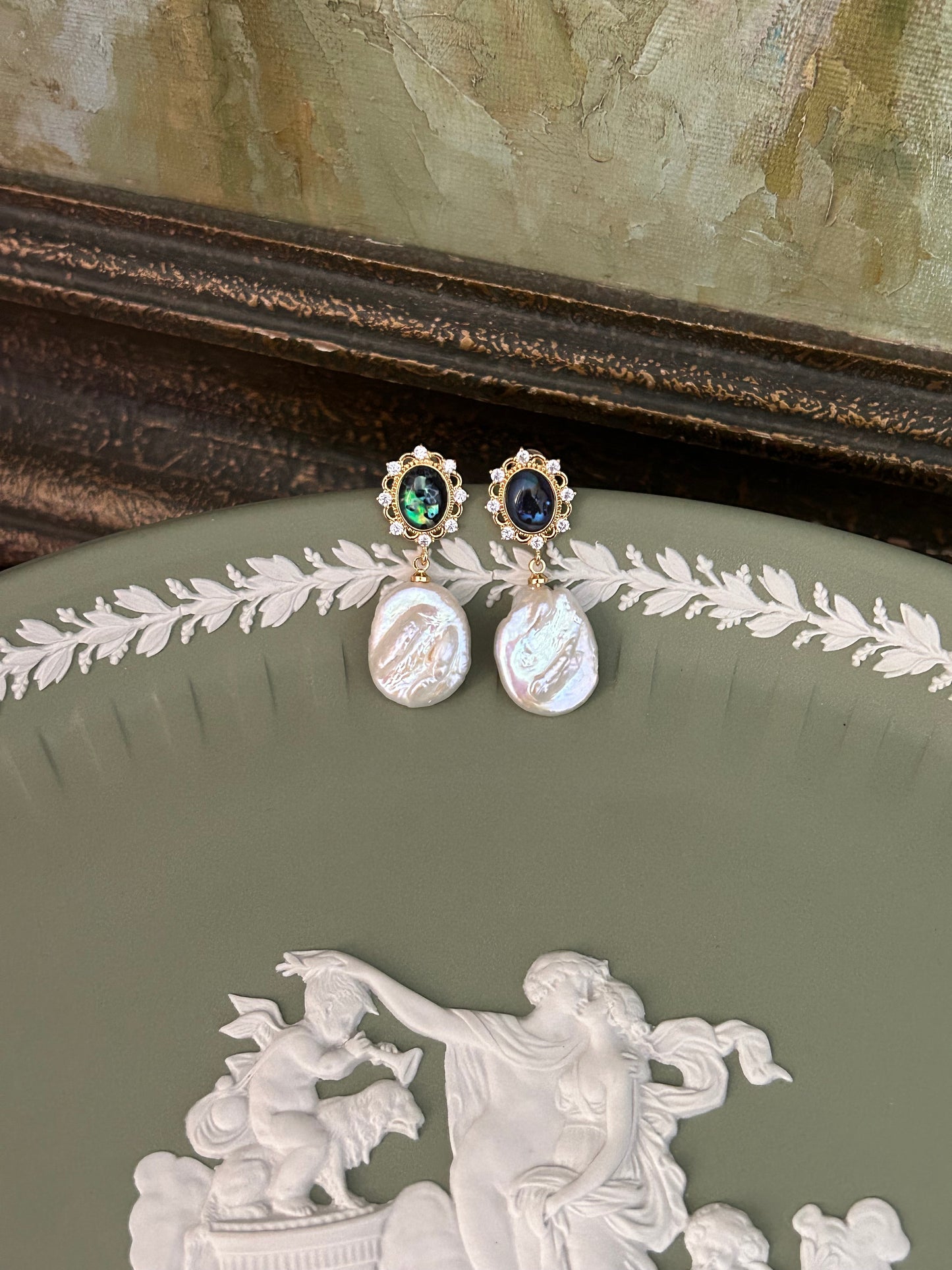 Midnight Pearl Relic Earrings