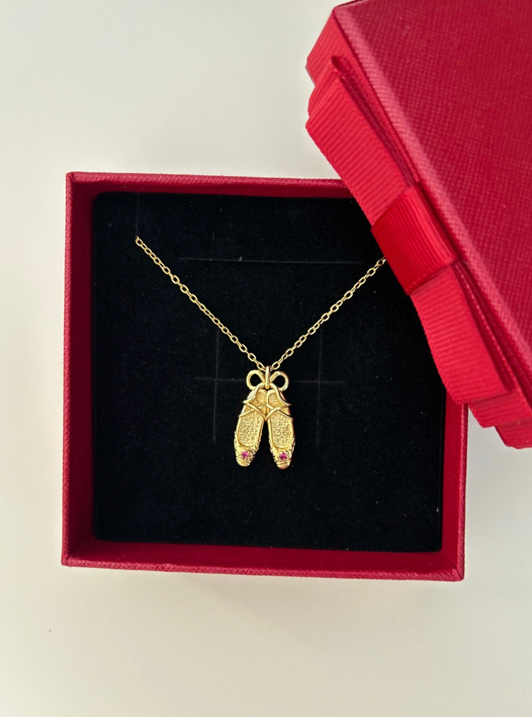 Gold Plated Stainless Steel Ballet Shoe Necklace