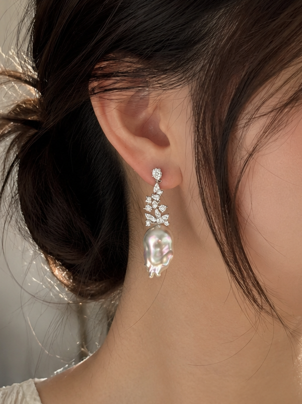 Pearl Frost Chandelier Earrings