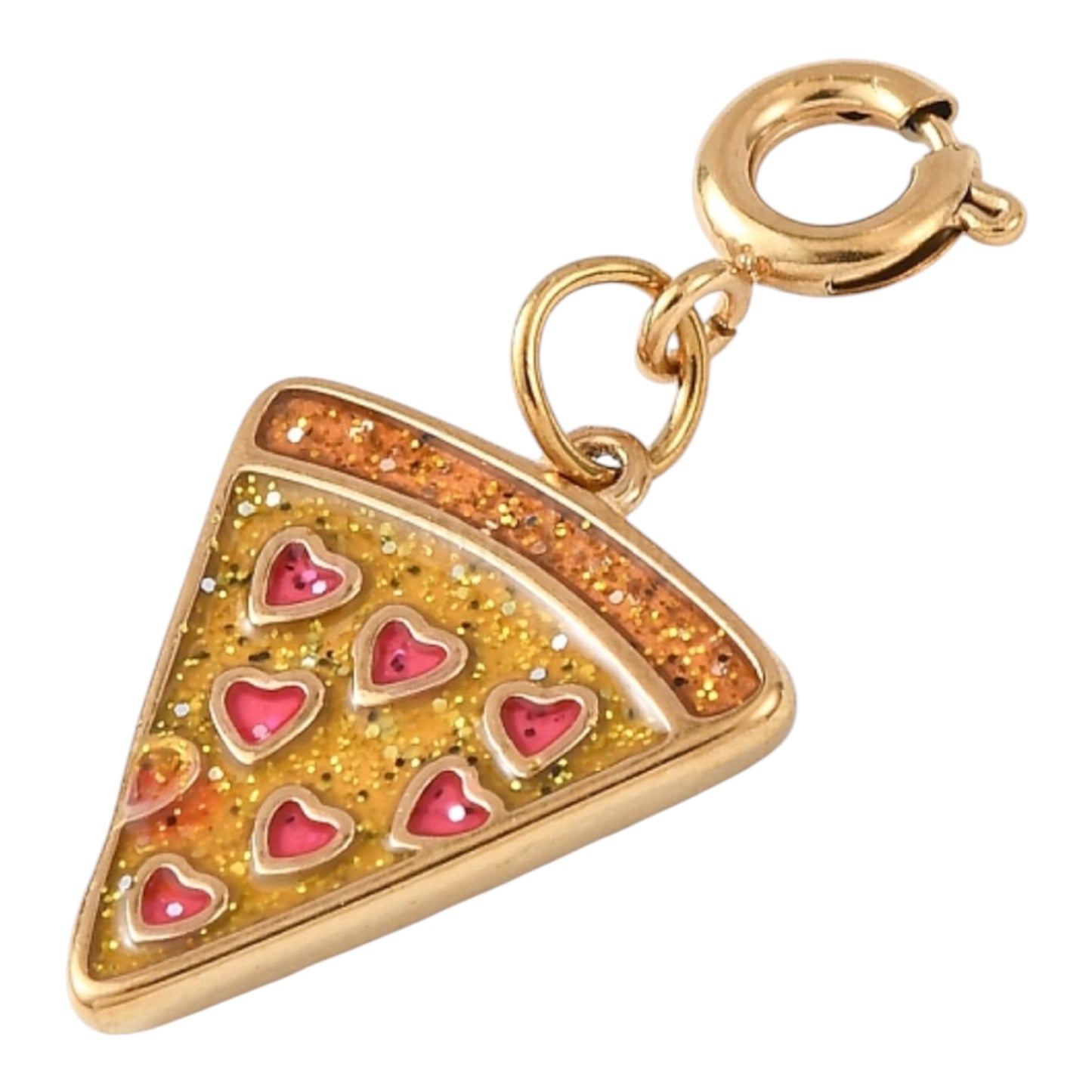 Pizza Slice Enamel Charm With Spring Ring Clasp