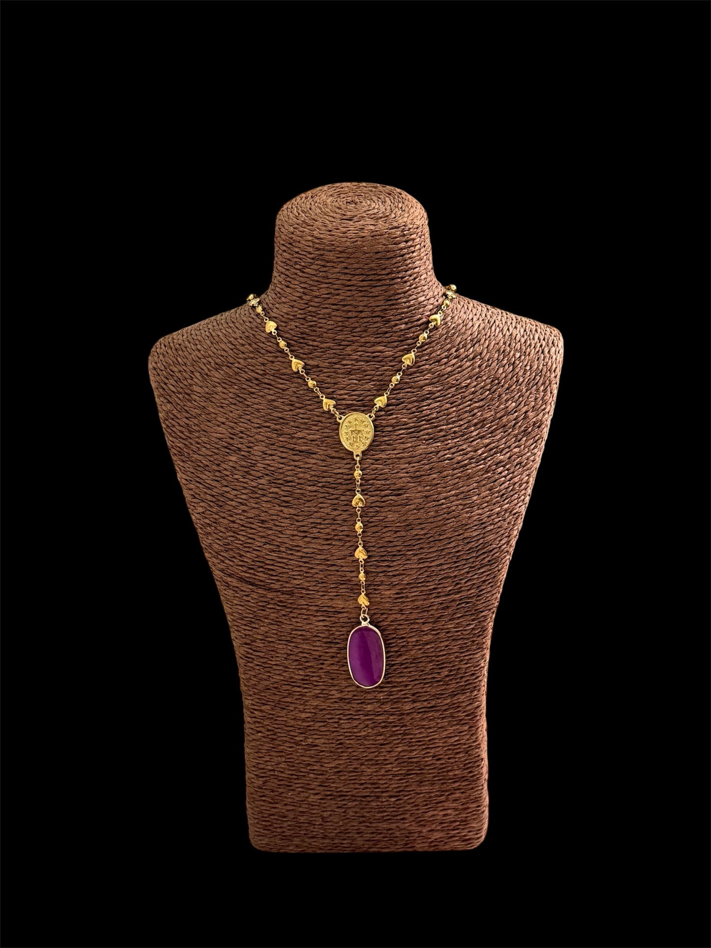 Magenta Natural Jade Y-Necklace