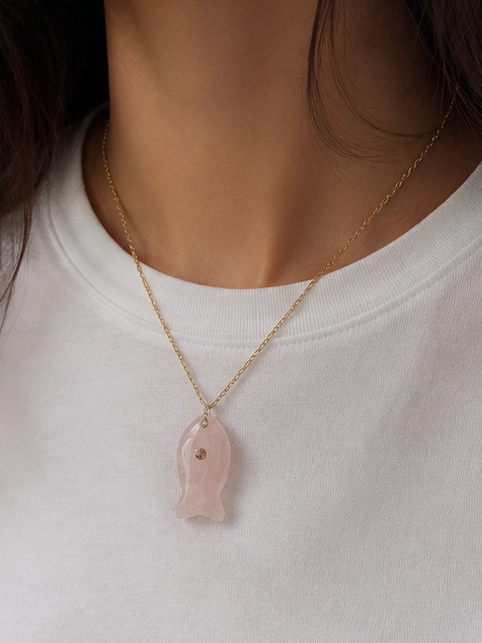 Matsya Rose Quartz Gemstone Necklace