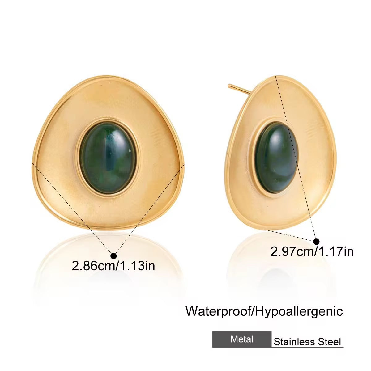 Solenne Green Stud Earrings
