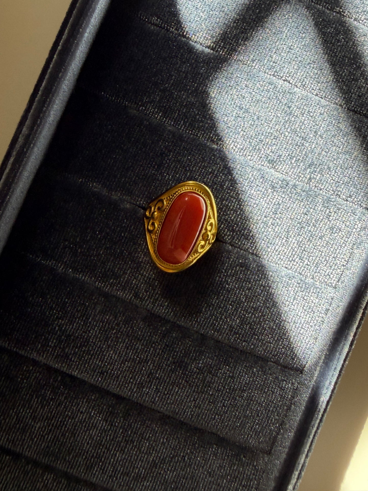 Red Coral Stone Ring