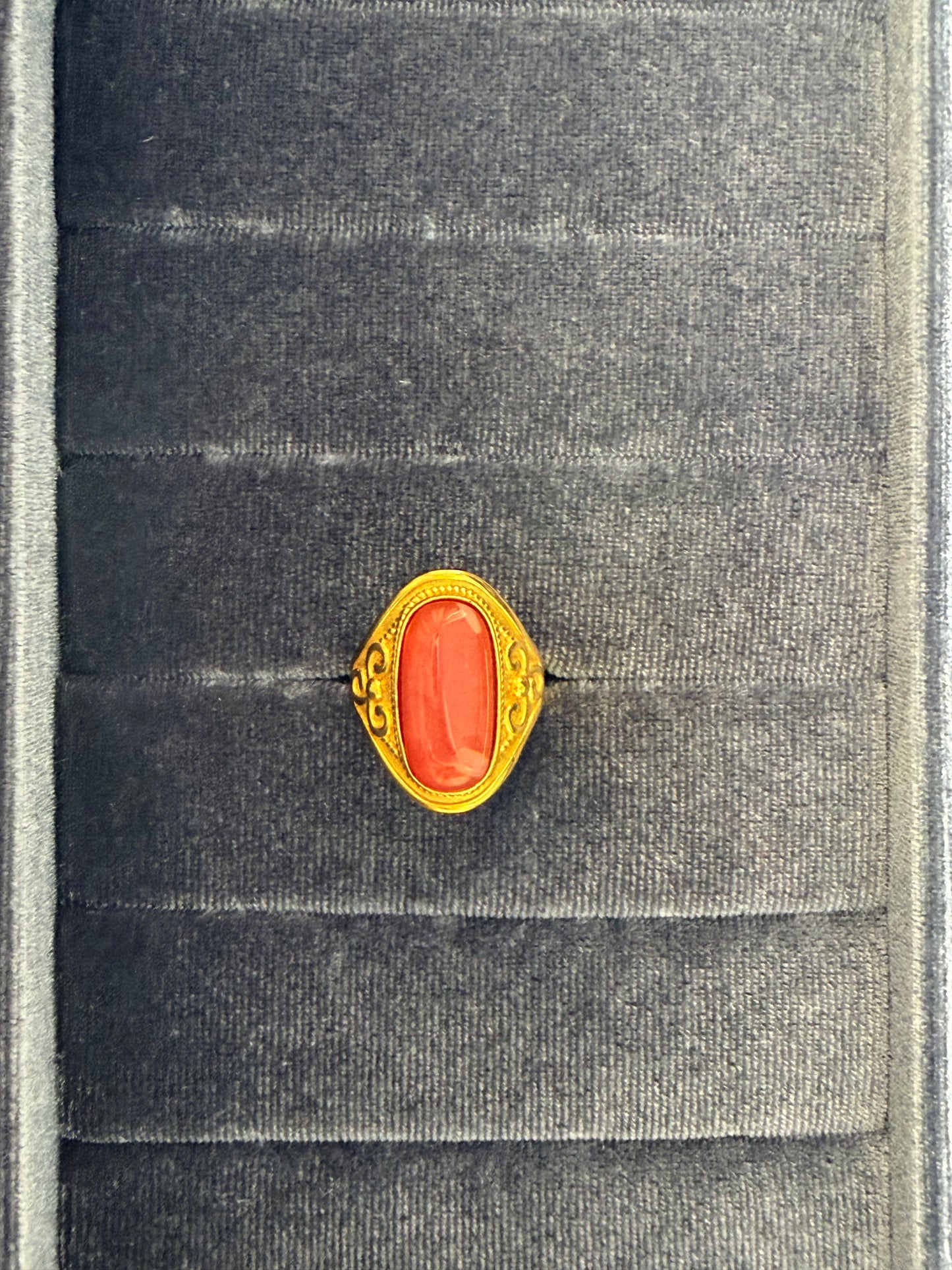 Red Coral Stone Ring