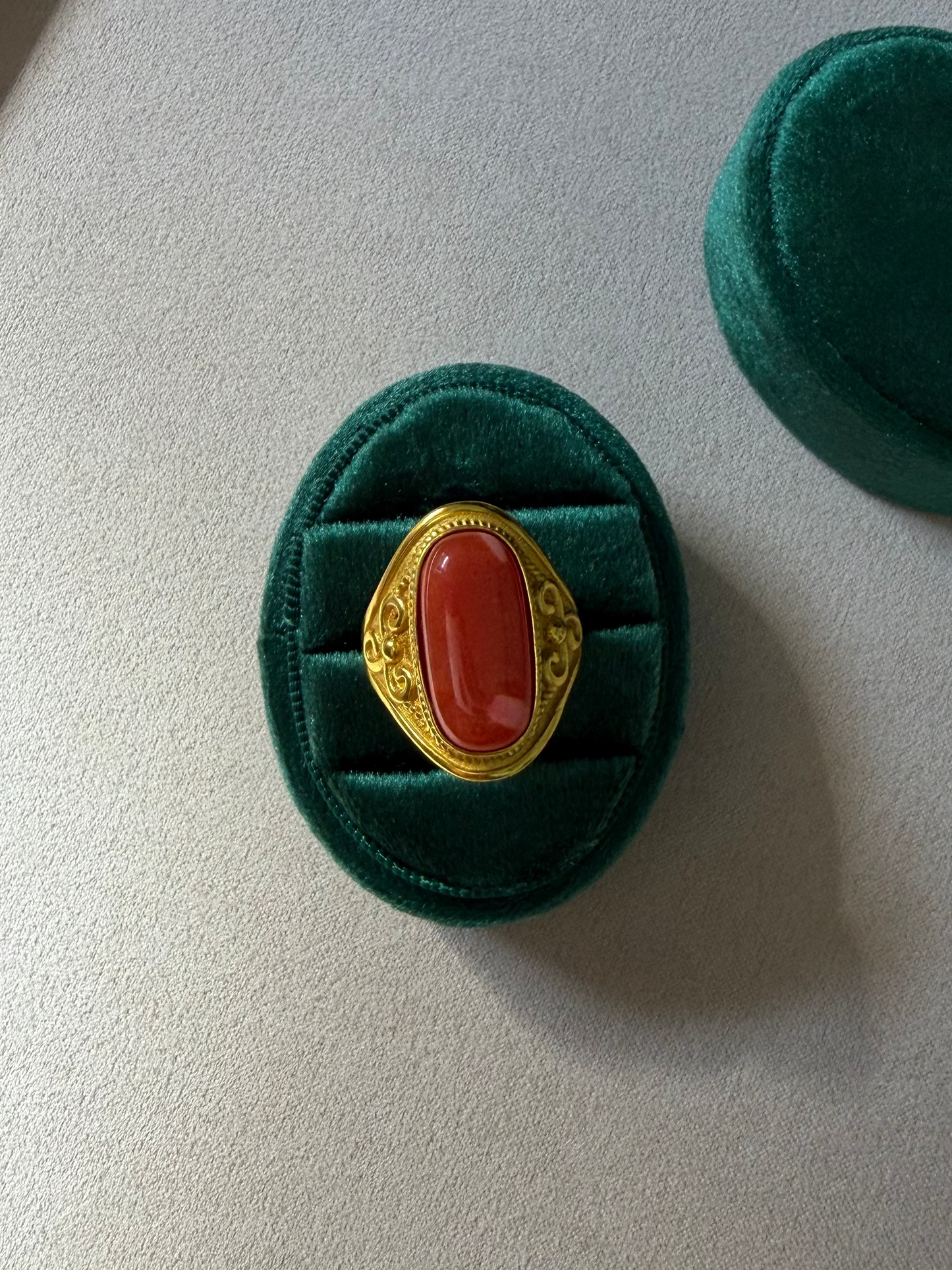 Red Coral Stone Ring