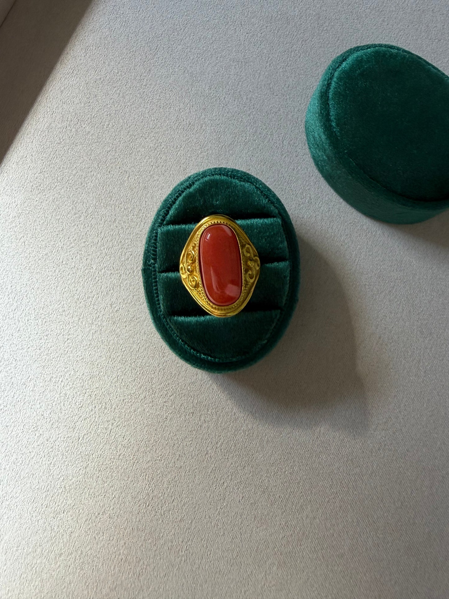 Red Coral Stone Ring