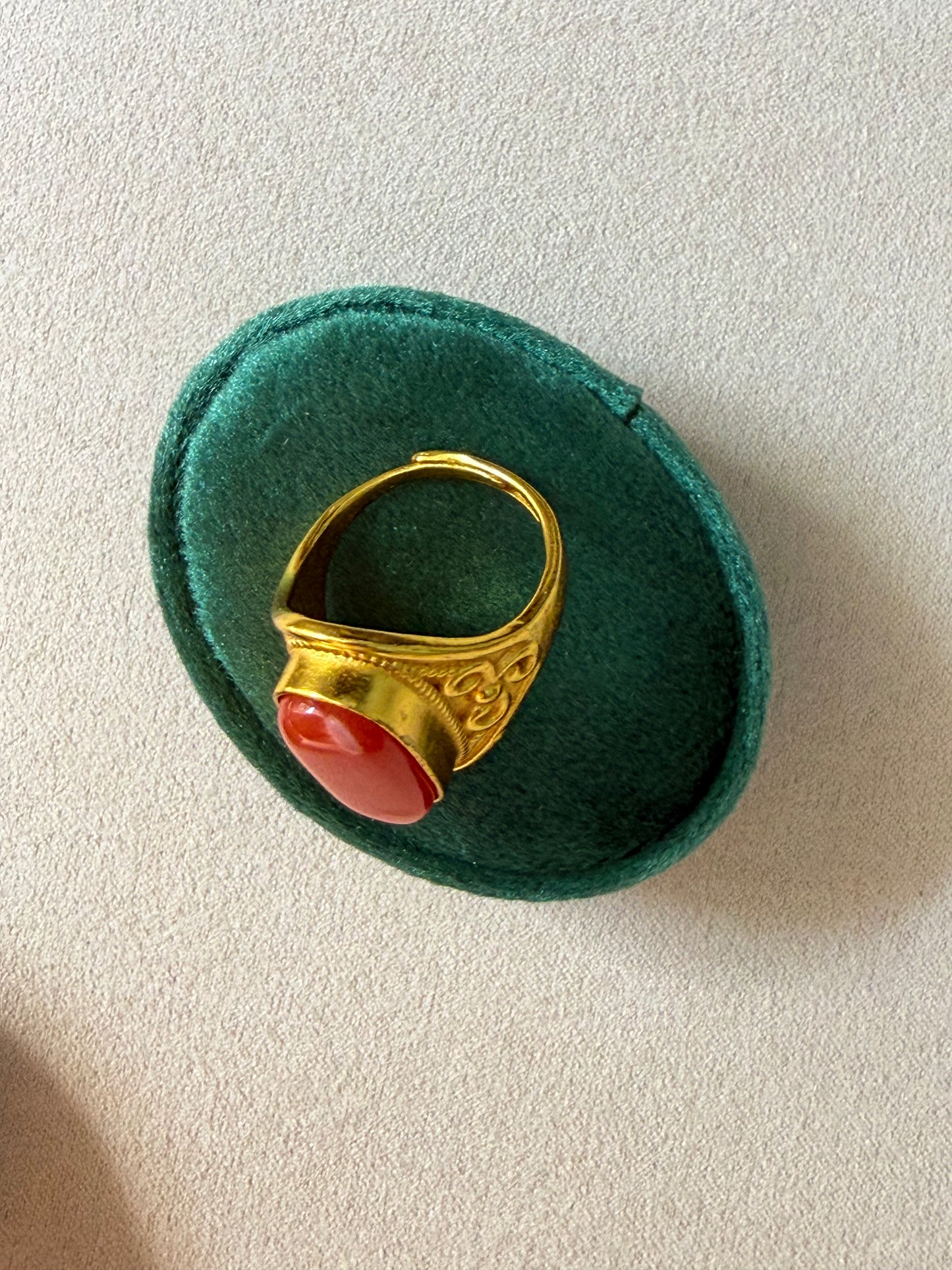 Red Coral Stone Ring