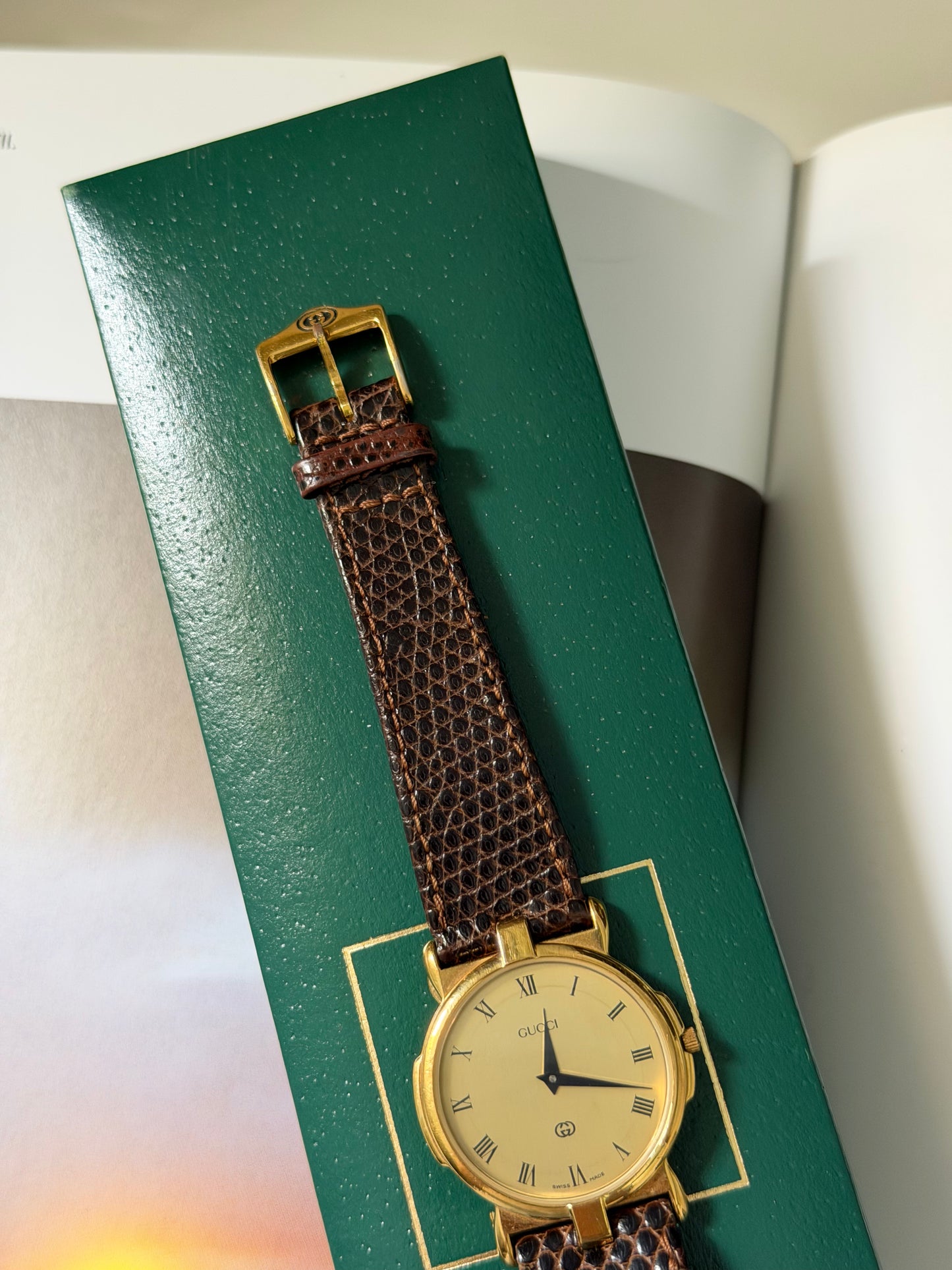 Vintage Gucci 3400M Quartz Watch With Original Strap & Box