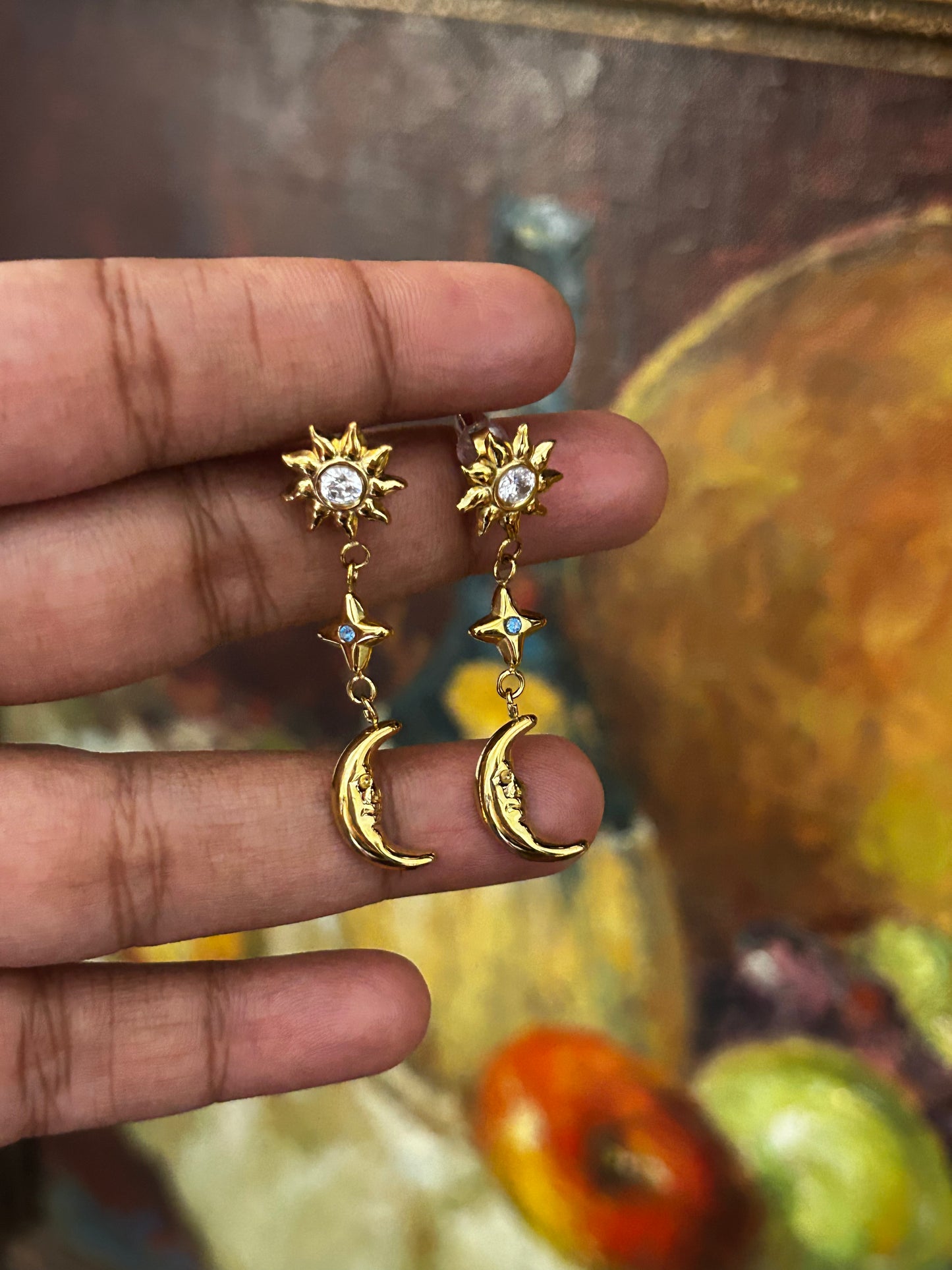 Cosmic Whisper Zircon Drop Earrings